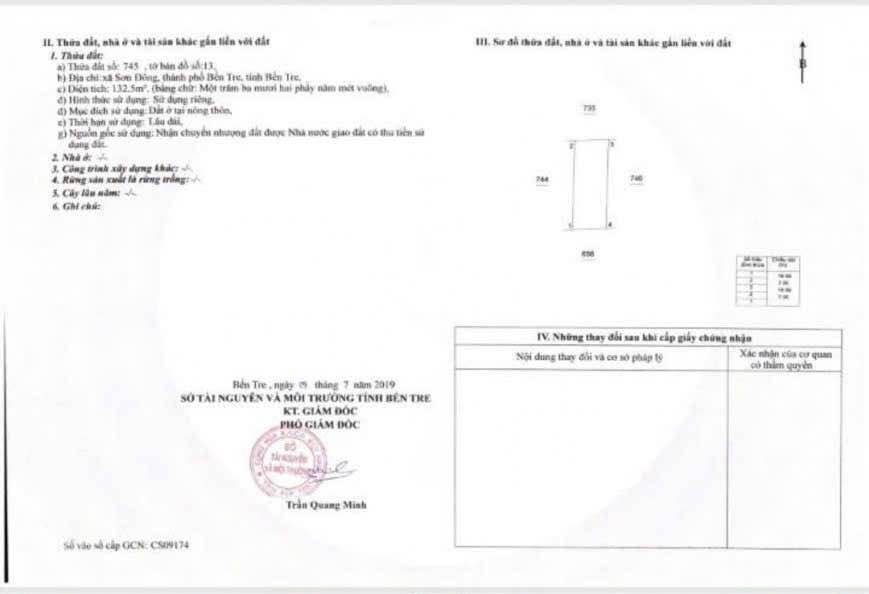 Bán nền thổ cư 132m² tại Sơn Đông, Bến Tre, xe hơi vào tận nơi, sổ đỏ sẵn sàng
