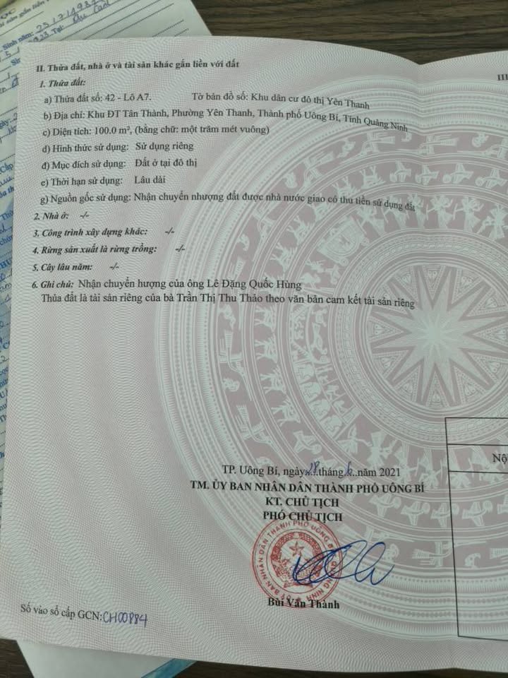 Bán đất nền 100m² hướng Nam, khu Tân Thành, Uông Bí - giá tốt