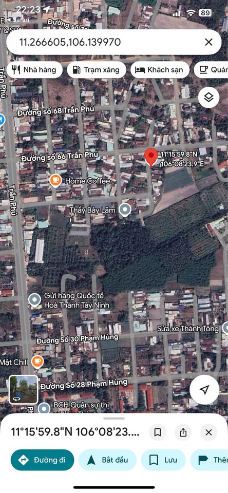 Bán đất thổ cư 108m2 hẻm 66 Trần Phú, phường 4, thành phố Tây Ninh