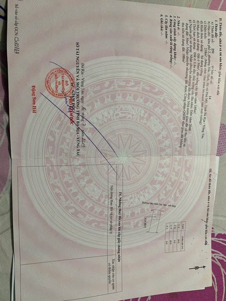 Bán nhà mặt tiền đối diện Chợ Hắc Dịch, Phú Mỹ, Bà Rịa - Vũng Tàu