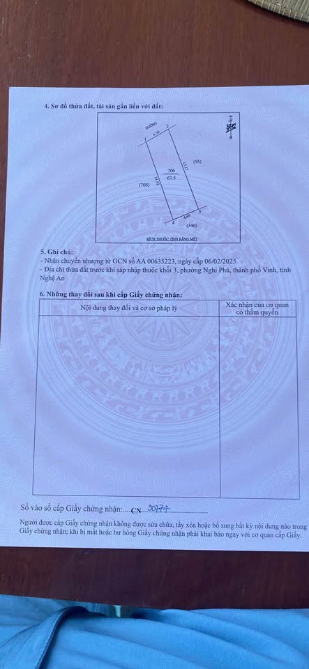 Bán đất thổ cư 67,5m2 gần ngã tư Sân bay, thành phố Vinh