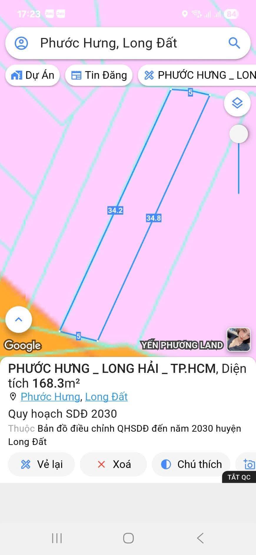 Bán đất mặt tiền đường bê tông 5m x 34m, gần biển Long Hải 1,59 tỷ