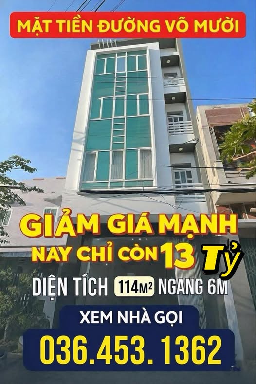Nhà mặt tiền Võ Mười, Quy Nhơn 13 tỷ, ngang 6m, 114m²