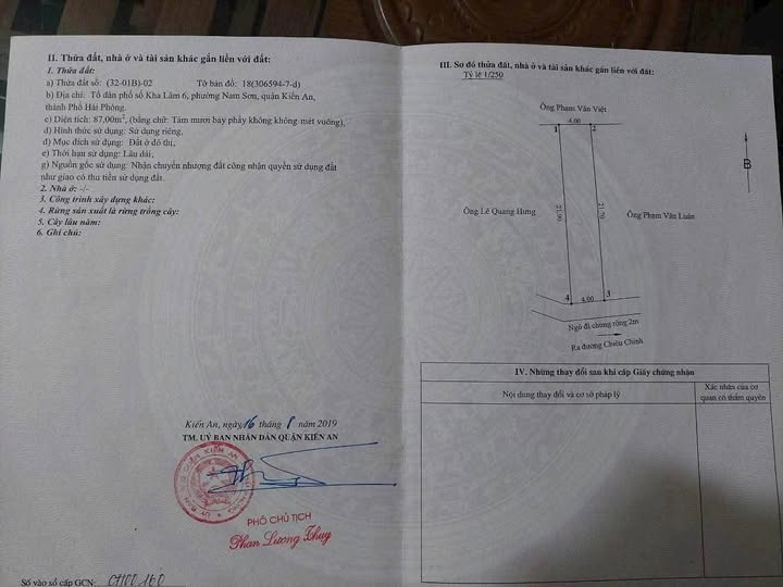 Bán đất 87m² mặt tiền 4m tại Chiêu Chinh, Kiến An, Hải Phòng, gần chợ, trường học