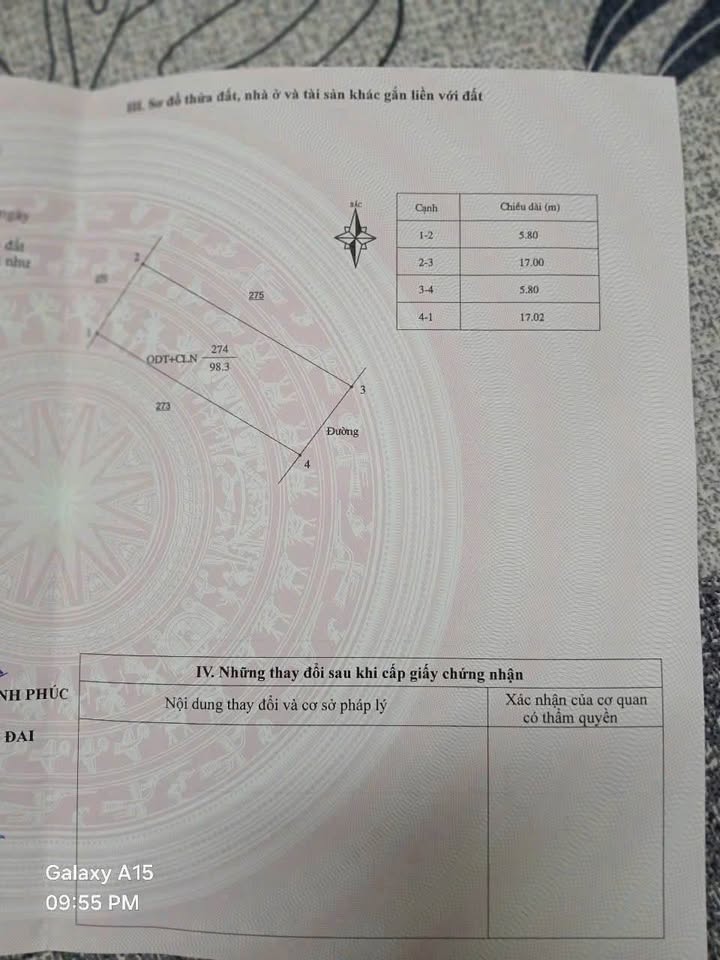 Đất Vĩnh Yên - mặt tiền 5m8 vuông vắn, hướng Đông Nam, giá 1,1 tỷ