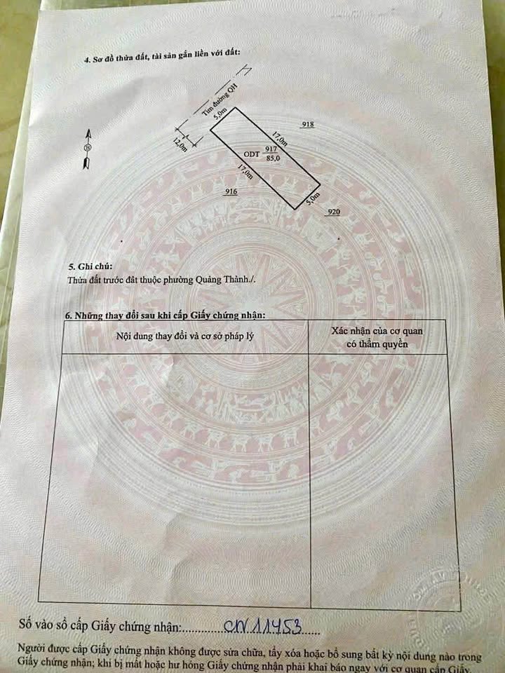 Bán đất 85m2 hướng Tây Bắc, gần Aeon Mall Quảng Thành