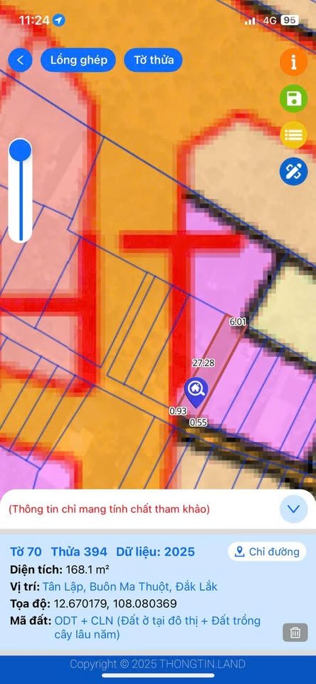 Đất Tân Lập 6mx25m, 1,26 tỷ, hẻm thông thoáng