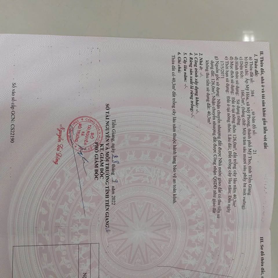 Bán nhanh đất 166m2 2 mặt tiền gần quảng trường Mỹ Tho, Tiền Giang