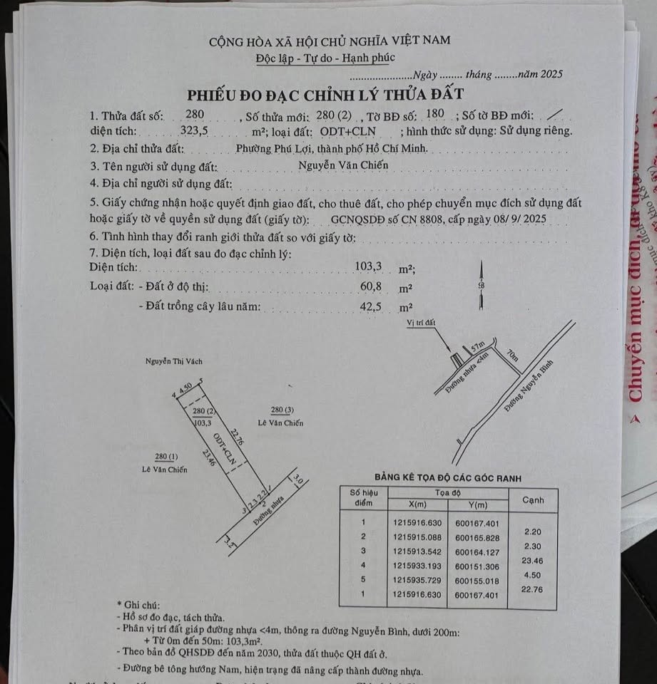 Cơ hội sở hữu ngay lô đất vuông vắn tại Thị xã Bến Cát, Tỉnh Bình Dương