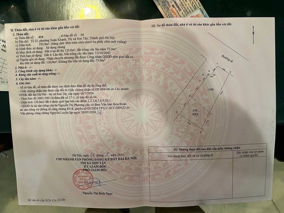 Bán đất thổ cư lô góc 228m2, phường Tùng Thiện, Hà Nội