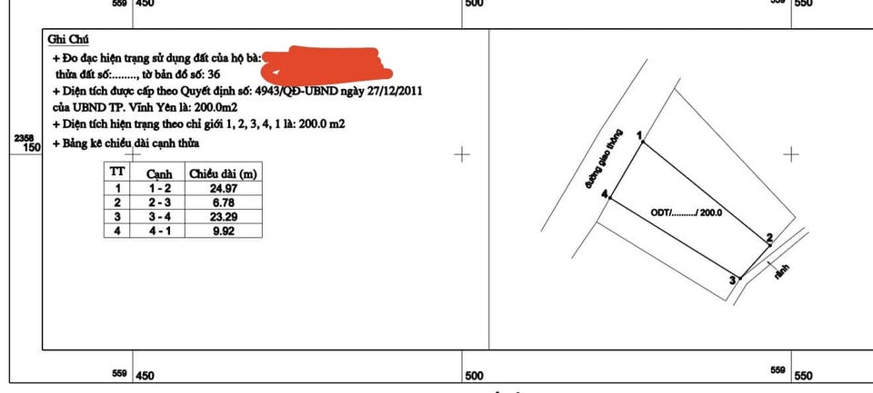 Bán đất thổ cư 200m2 phân lô cho cán bộ trường giao thông Vĩnh Tường, Vĩnh Phúc