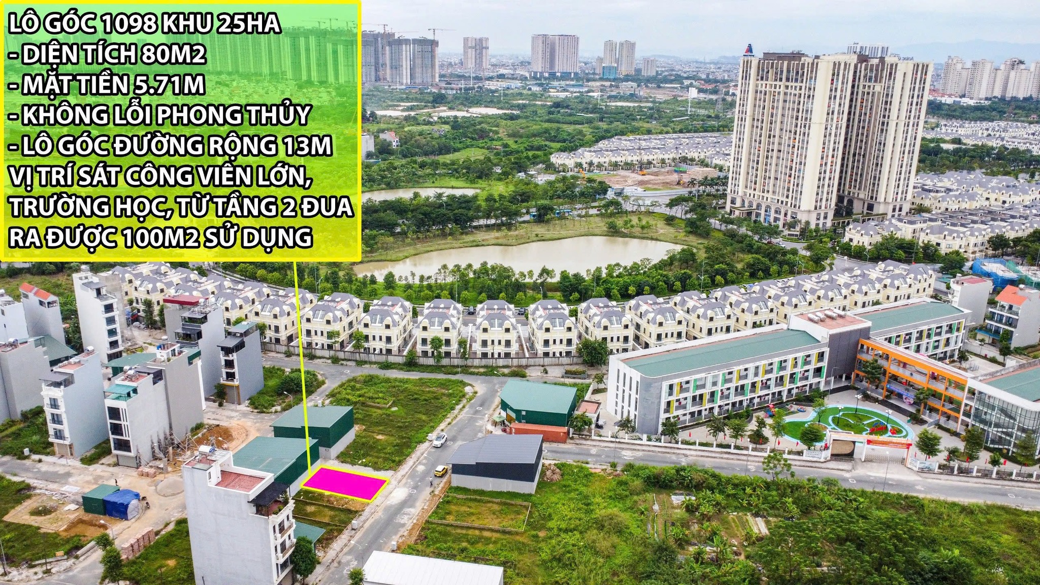 Góc lô 80m2 siêu đẹp, sát công viên, giá hời tại Hà Nội