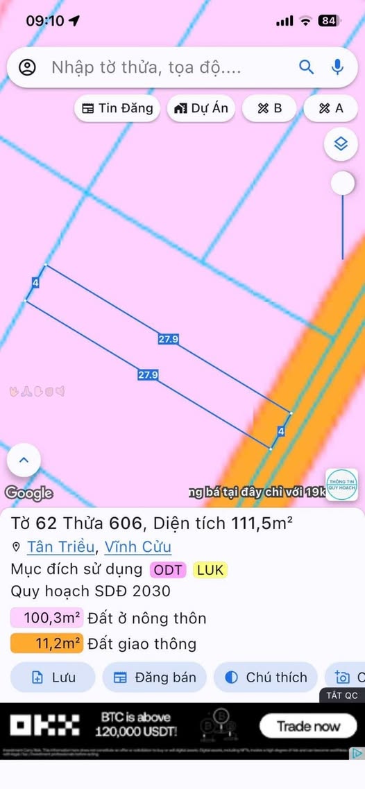 Đất thổ cư Tân Triều 100m2, giá hời 690 triệu, xây nhà ngay