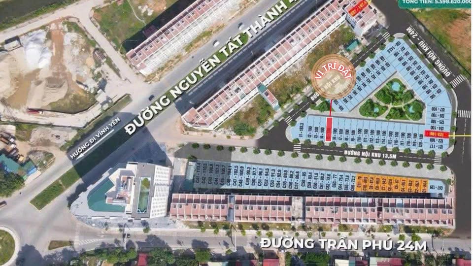 Đất vip Nam Phúc Yên - Vĩnh Yên: 100m2, 2 mặt tiền, view vườn hoa, giá hời