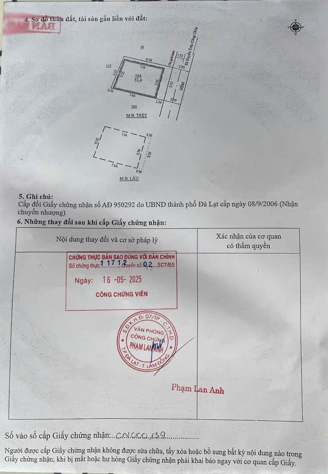 Bán nhà nguyên căn tại Phường 4, Đà Lạt, diện tích sổ đỏ 54 m2, có sổ riêng xây dựng
