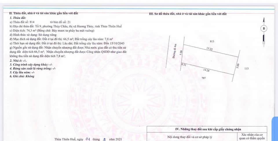 Đất trung tâm Phú Bài, 74.3m2, đường 4m, giá tốt