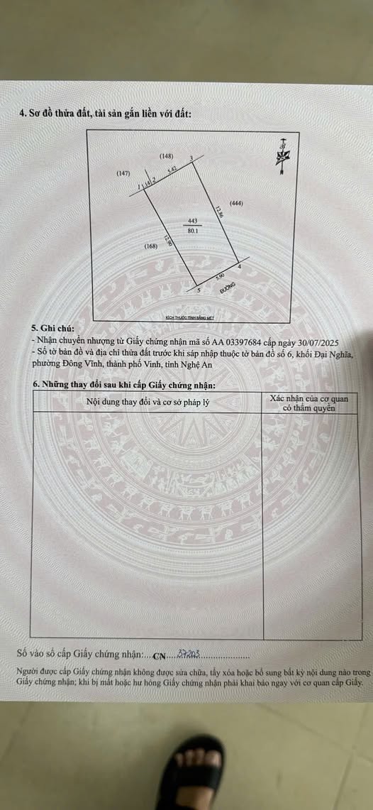 Bán đất 80m2 Trần Bình Trọng, Vinh, mặt tiền 5.9m nở hậu, giá chỉ 2 tỷ