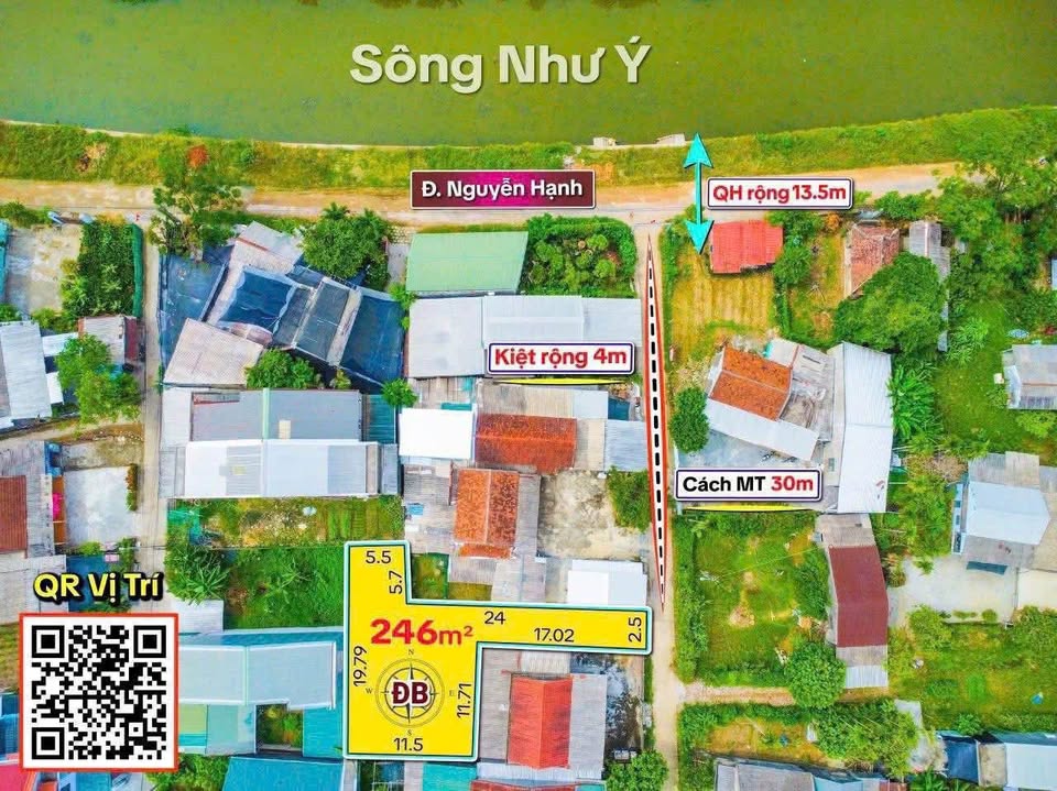 Đất Vỹ Dạ, Huế 246m² mặt tiền 11m, ô tô vào tận nơi, đầu tư sinh lời