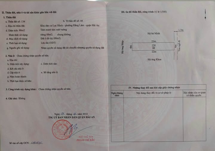 Nhà 2 tầng xinh xắn, đất vuông vắn 88m2 mặt ngõ 415 Ngô Gia Tự, Hải Phòng