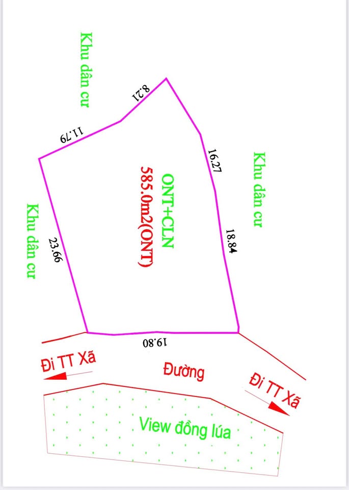Bán đất 585m² full thổ cư, view đồng lúa tại Yên Lạc, Vĩnh Phúc