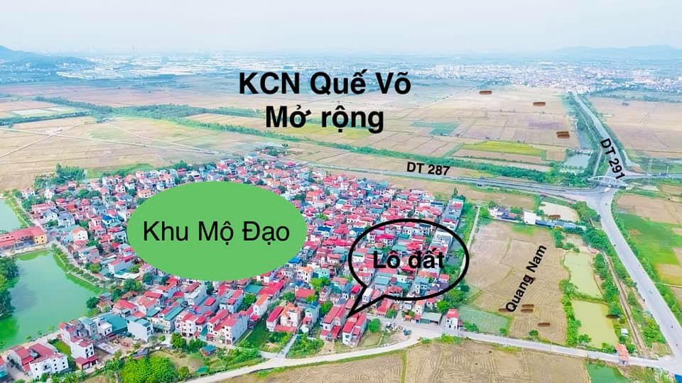Bán lô đất thông 2 đầu, sở hữu 2 mặt đường cực thoáng tại trục chính khu phố Mộ Đạo, huyện Quế Võ, tỉnh Bắc Ninh