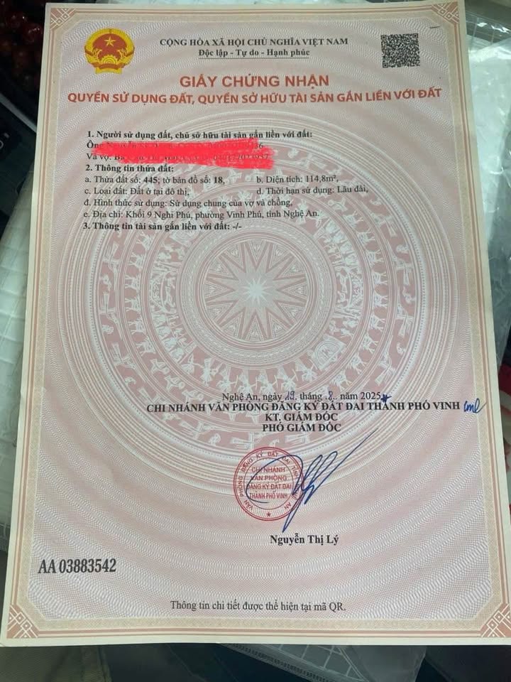 Siêu phẩm đất nền 2 mặt tiền tại khối 9 Nghi Phú, Thành phố Vinh, Tỉnh Nghệ An