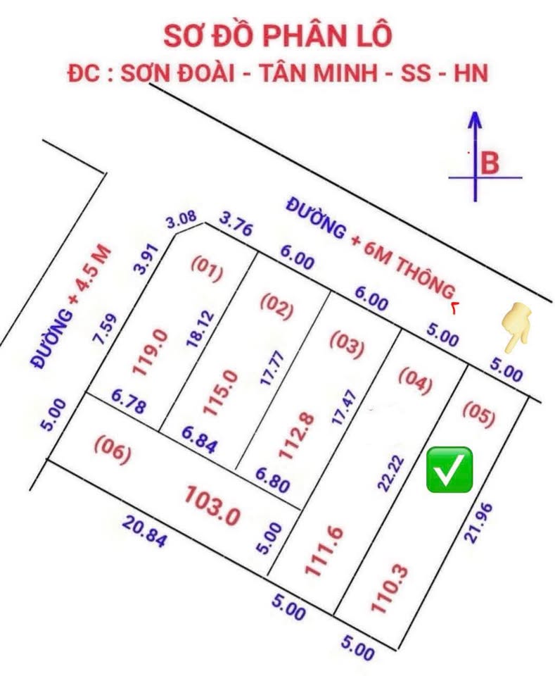 Lô đất vuông vắn 111.2m² trục chính Sơn Đoài, Sóc Sơn - Tiềm năng tăng giá mạnh