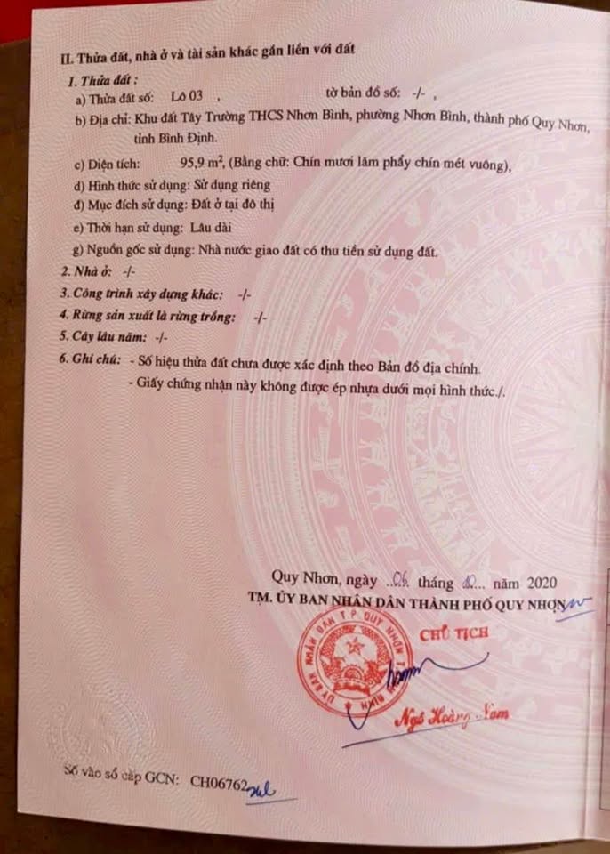 Bán đất mặt tiền Huỳnh Văn Thông, Quy Nhơn, vị trí đắc địa, tiềm năng sinh lời cao