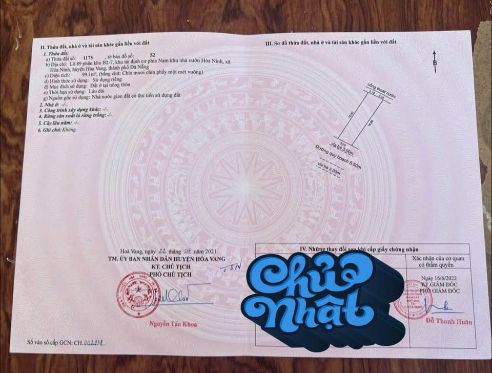 Chính chủ cần bán gấp 2 lô đất thuộc khu nhà vườn Hòa Ninh, xã Hòa Ninh, huyện Hòa Vang, thành phố Đà Nẵng