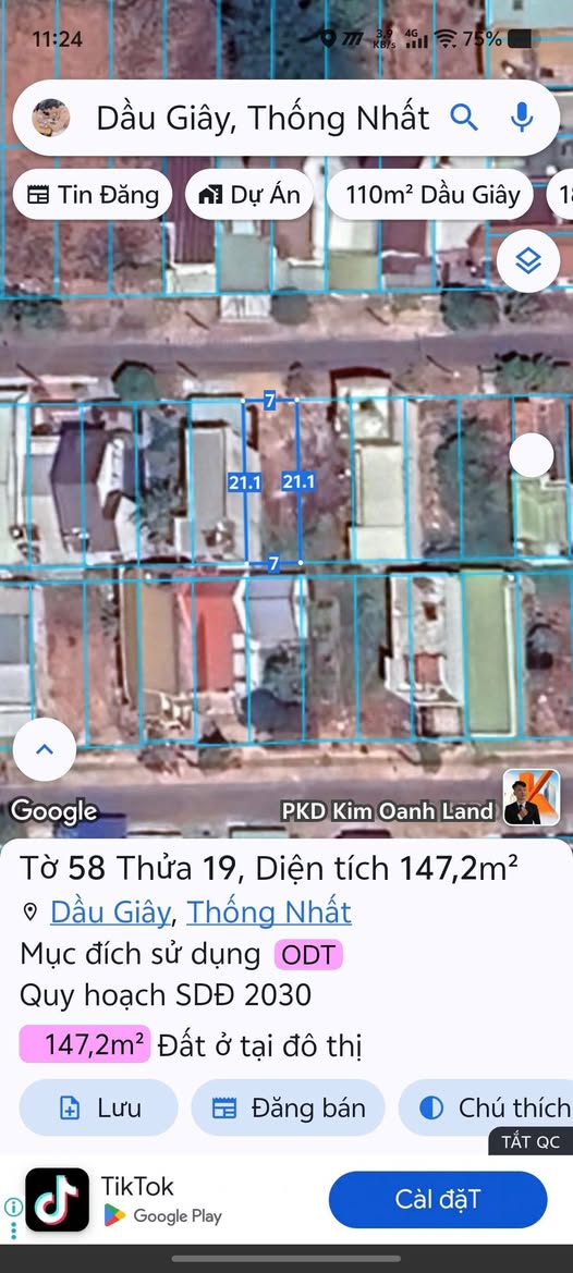 Đất vàng Dầu Giây 7x21m full thổ cư, sổ đỏ riêng, giá 2.5 tỷ