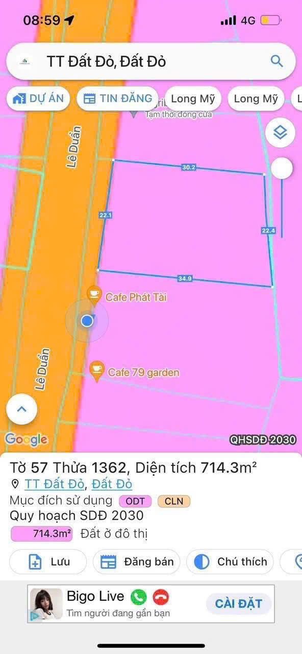 Bán đất mặt tiền Đường số 3 Lê Duẩn, Đất Đỏ - 715m2, kinh doanh tốt