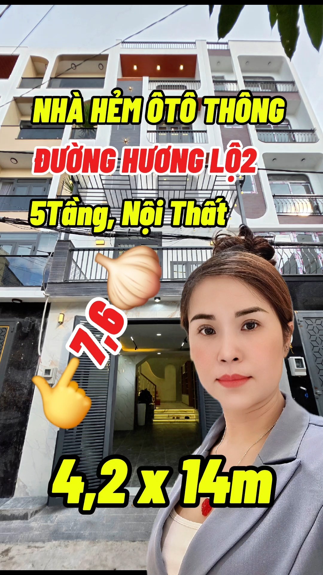 Nhà phố 5 tầng hiện đại, hẻm xe hơi 7m, Hương Lộ 2, Bình Tân 7,6 tỷ
