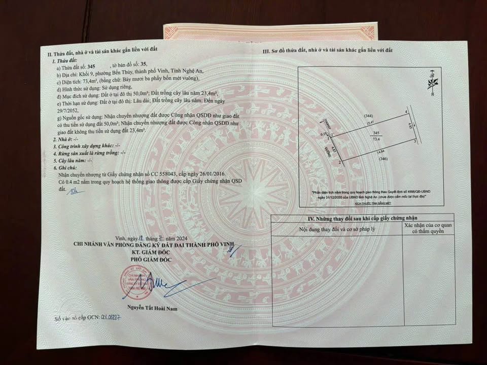 Bán nhà 2 tầng 73.4m2 hướng Tây Nam, gần Đại học Vinh, Vinh