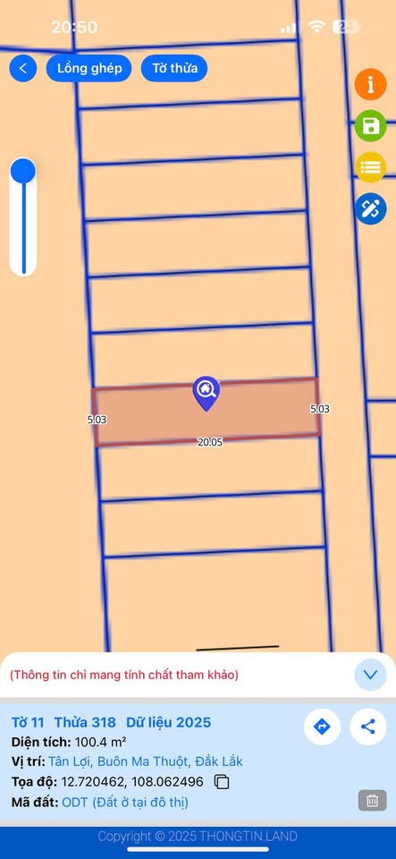 Bán đất thổ cư mặt tiền đường bê tông, phường Tân Lợi, Đắk Lắk