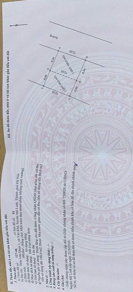 Siêu phẩm đất nền Mê Linh chỉ còn 1 lô duy nhất, diện tích 180m2 full thổ cư tại Văn Khê