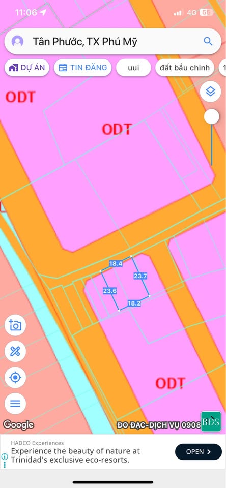 Đất Phú Mỹ 18,3m x 23,5m, 120m² đất ở, có nhà cho thuê, tách 3 lô