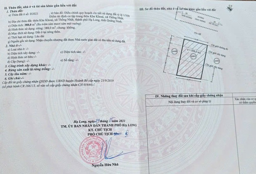 Bán đất mặt tiền Quốc lộ thuộc thôn Khe Khoai, Thống Nhất, Hạ Long