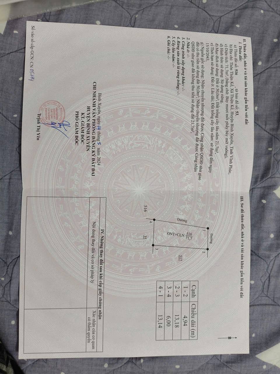 Bán đất 2 mặt tiền tại Bình Xuyên, Vĩnh Phúc, giá hấp dẫn