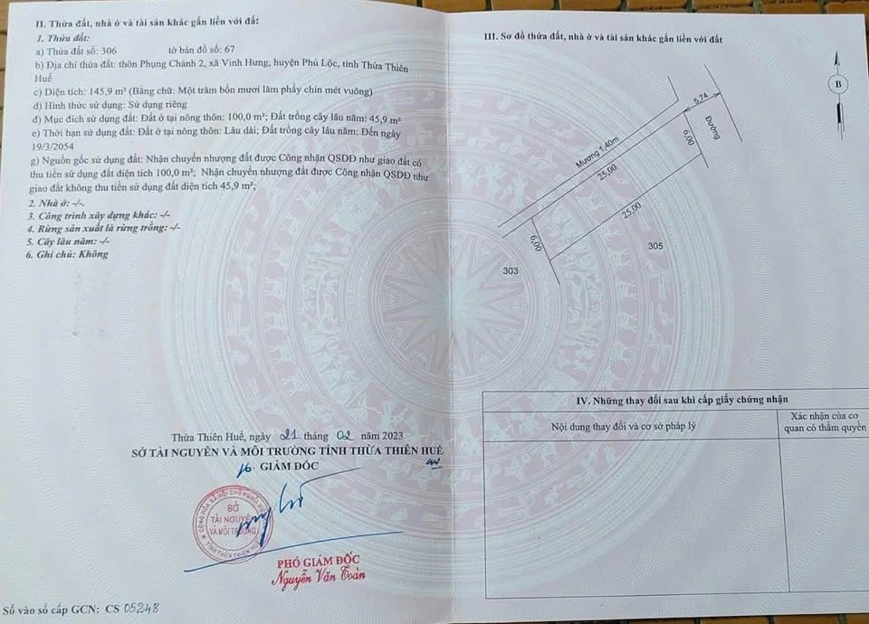 Bán nhanh đất nền Phụng Chánh, Huế - 145.9m2, hướng Đông Bắc, sổ hồng riêng