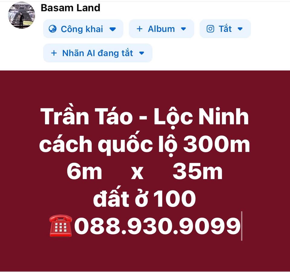 Đất Lộc Ninh 6x35m, hướng Đông Nam, đường thông thoáng, giá 1.7 tỷ
