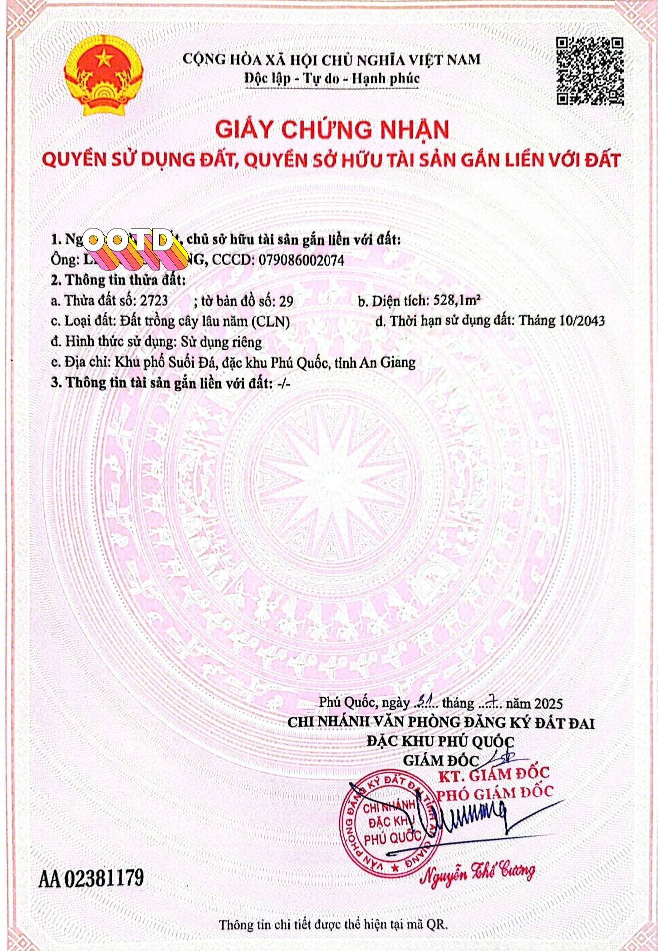 Bán đất 528m2 mặt tiền 24m tại Suối Đá, Phú Quốc