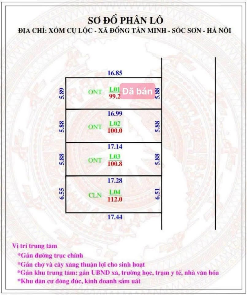 Đất nền Xuân Đồng, Tân Minh, 4 lô F0, ngõ ô tô thông thoáng