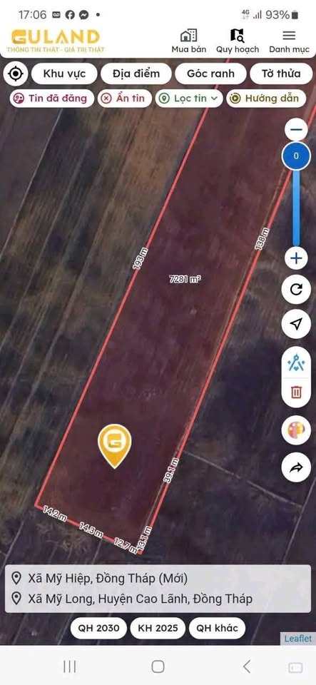 Bán 7 công đất ruộng Đồng Tháp - Mặt tiền kênh, nở hậu, giá thơm