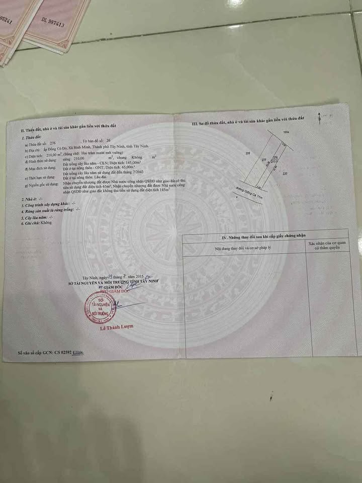 Đất Bến Dầu, Tây Ninh mặt tiền sát cầu, 5m x 42m, thổ cư 65m2 giá tốt