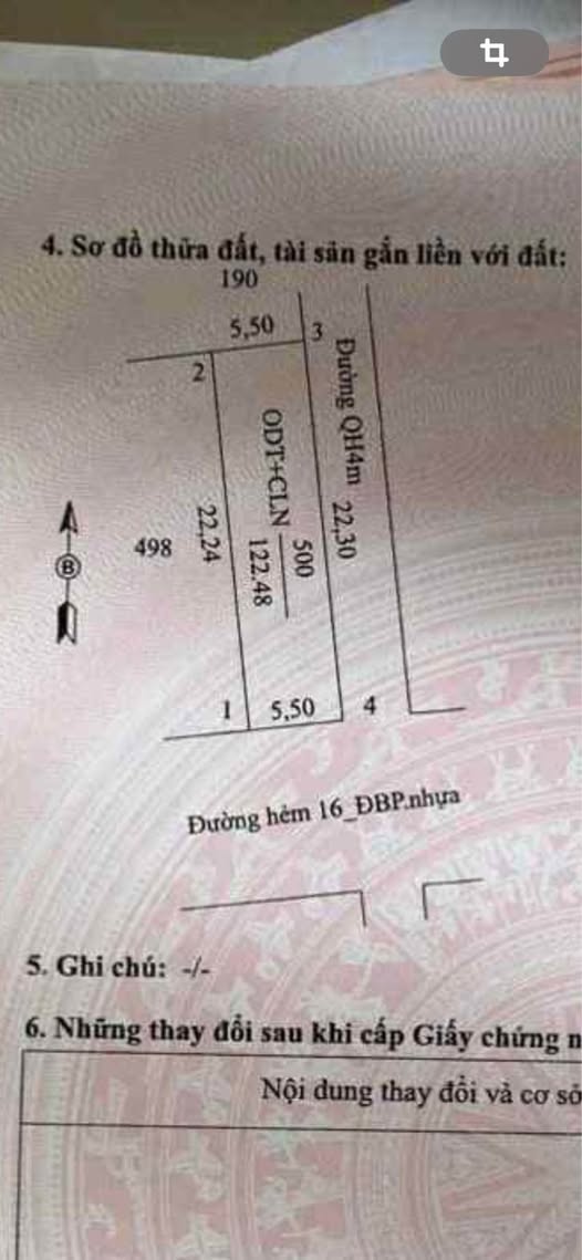 Đất góc 123,75m² lộ nhựa 10m, gần chợ, trường học Điện Biên Phủ, Tây Ninh