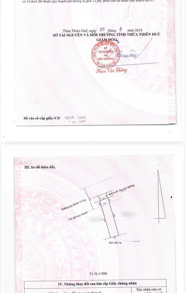 Bán đất mặt tiền kiệt ô tô Nguyễn Hoàng, Huế 116m², hướng Tây Bắc