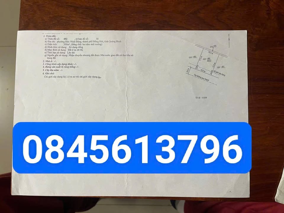 Lô đất biệt thự trung tâm Đồng Hới, hướng Tây Nam, giá tốt