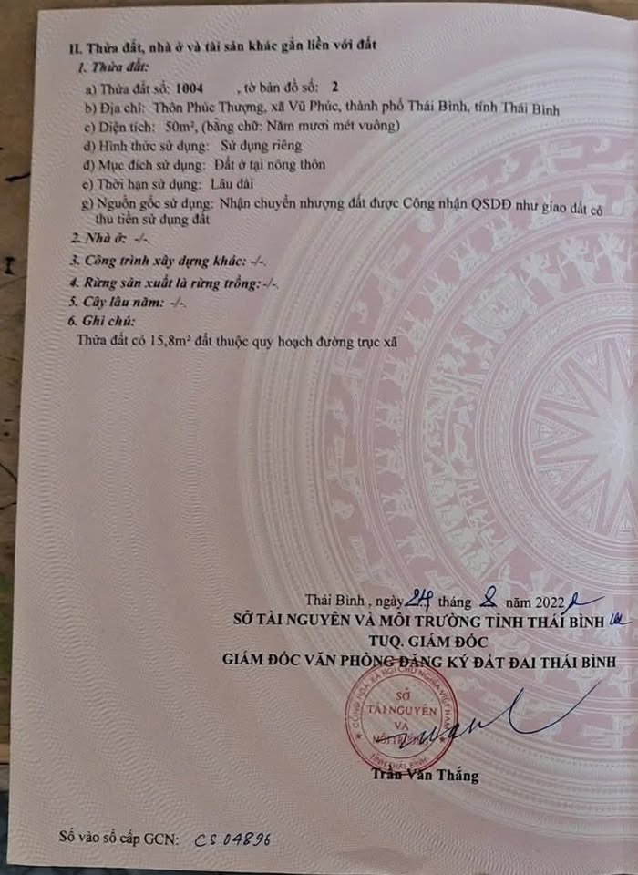 Đất vàng mặt tiền đường Phan Bá Vành, Thái Bình, nở hậu tài lộc, giá chỉ 2,45 tỷ