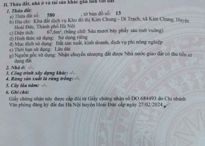 Bán lô đất dịch vụ Thăng Long 9, Lai Xá, Hoài Đức, diện tích 67.6m2, gần hồ