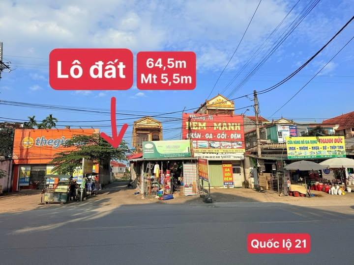 Đất xịn sổ đỏ, mặt tiền 5,5m, đường quốc lộ 21 mở rộng, giá gấp cuối năm